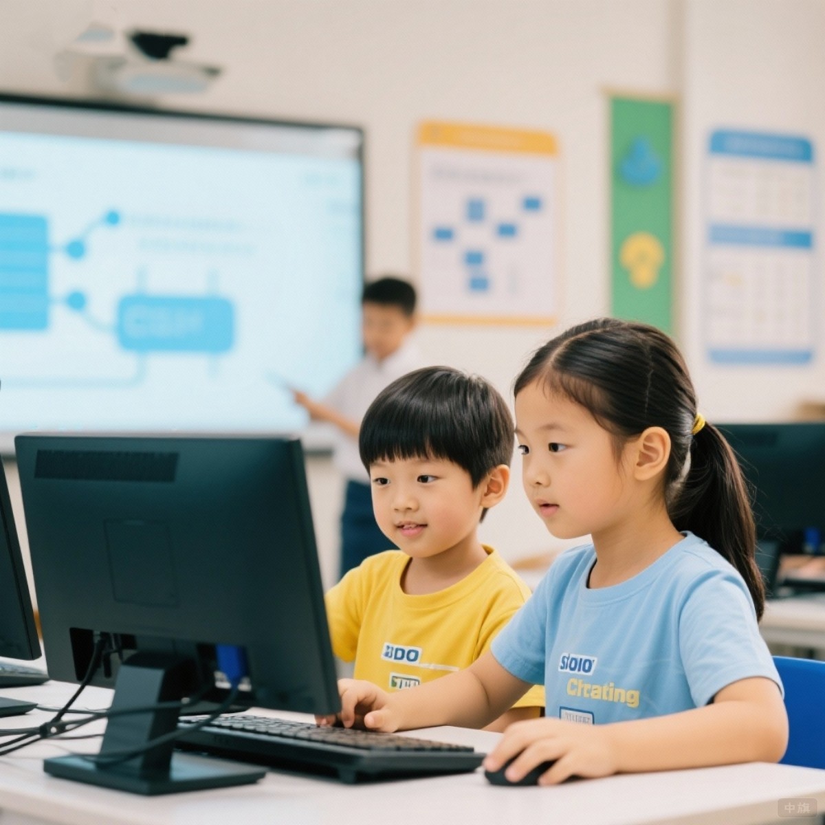 正在學習的兩個孩子