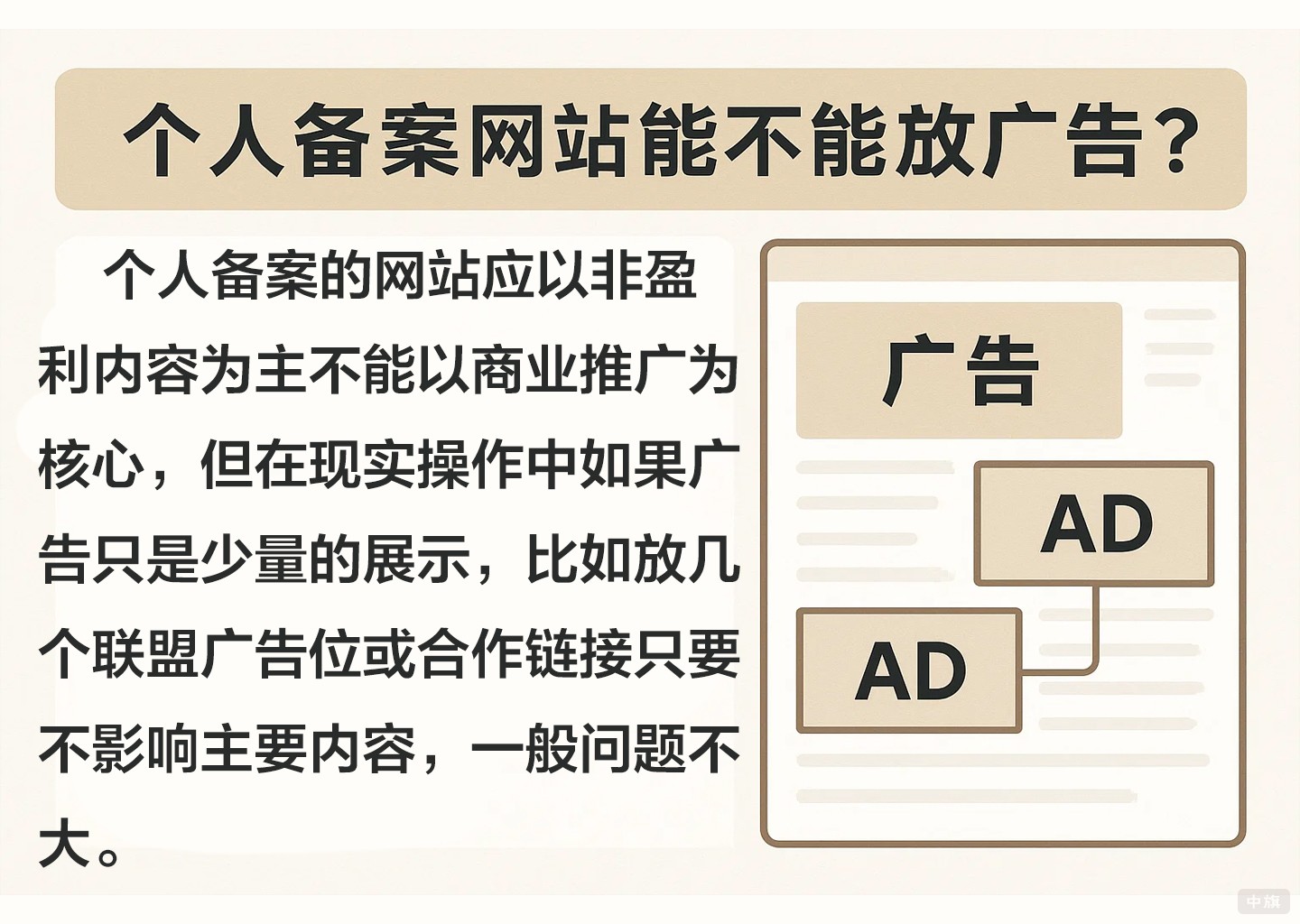 個(gè)人備案網(wǎng)站能不能放廣告？