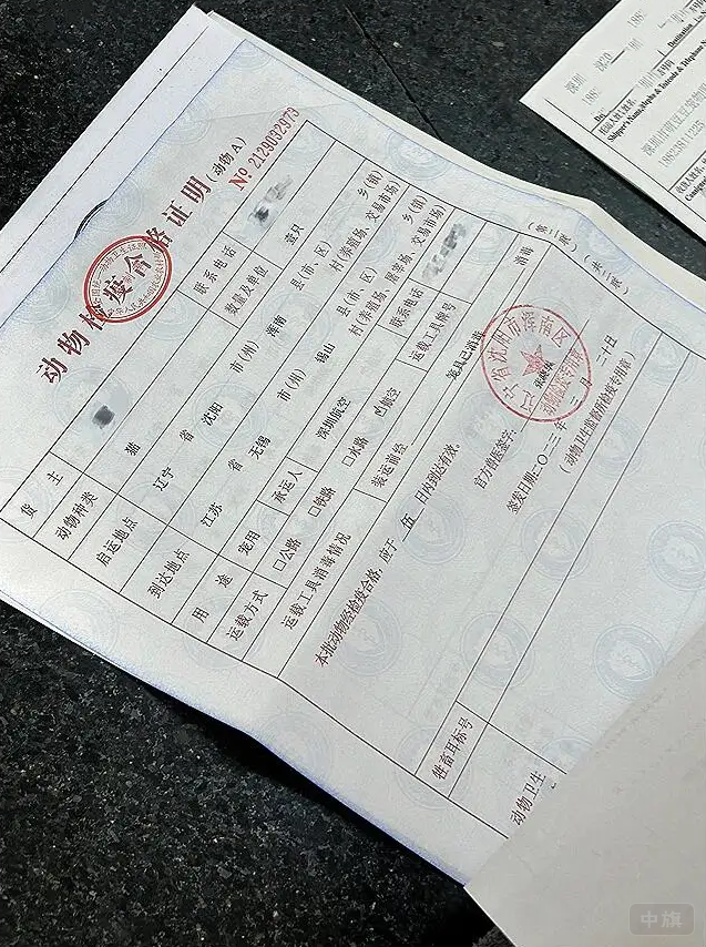 《動(dòng)物檢疫合格證明》