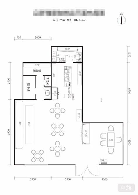 該平面圖圖紙標(biāo)注好的就是1:100的尺寸來(lái)畫的