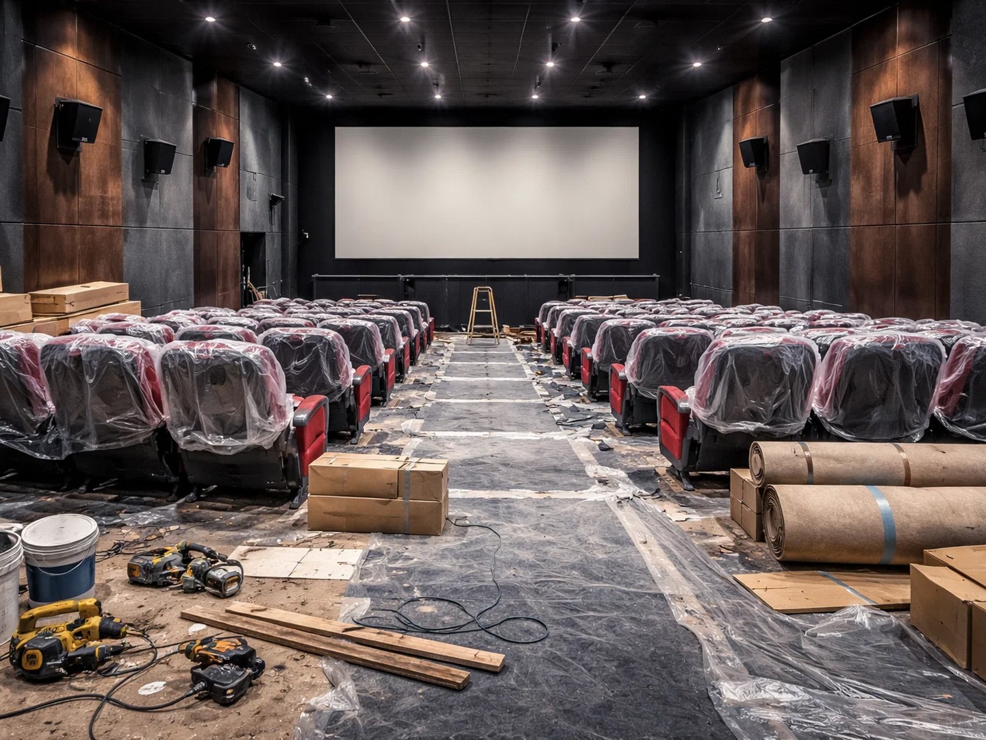 電影院正在裝修中的一個(gè)廳 電影院正在裝修中的一個(gè)廳