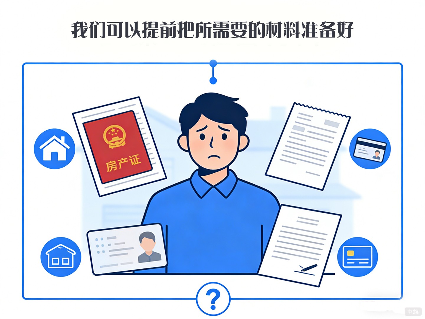 我們可以提前把所需要的材料準備好，身份證，房產(chǎn)證，租賃合同等