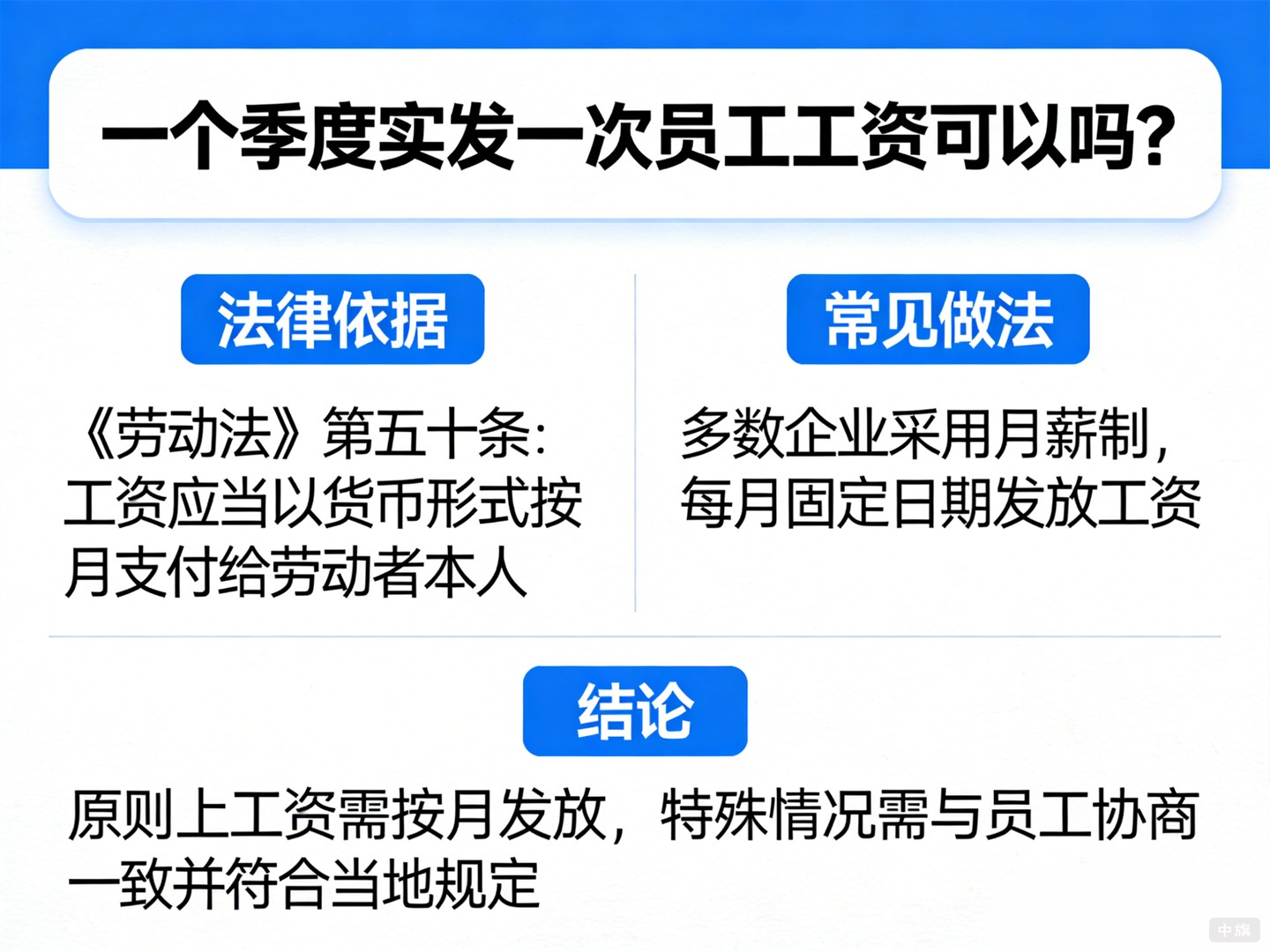 一個季度實(shí)發(fā)一次員工工資可以嗎？