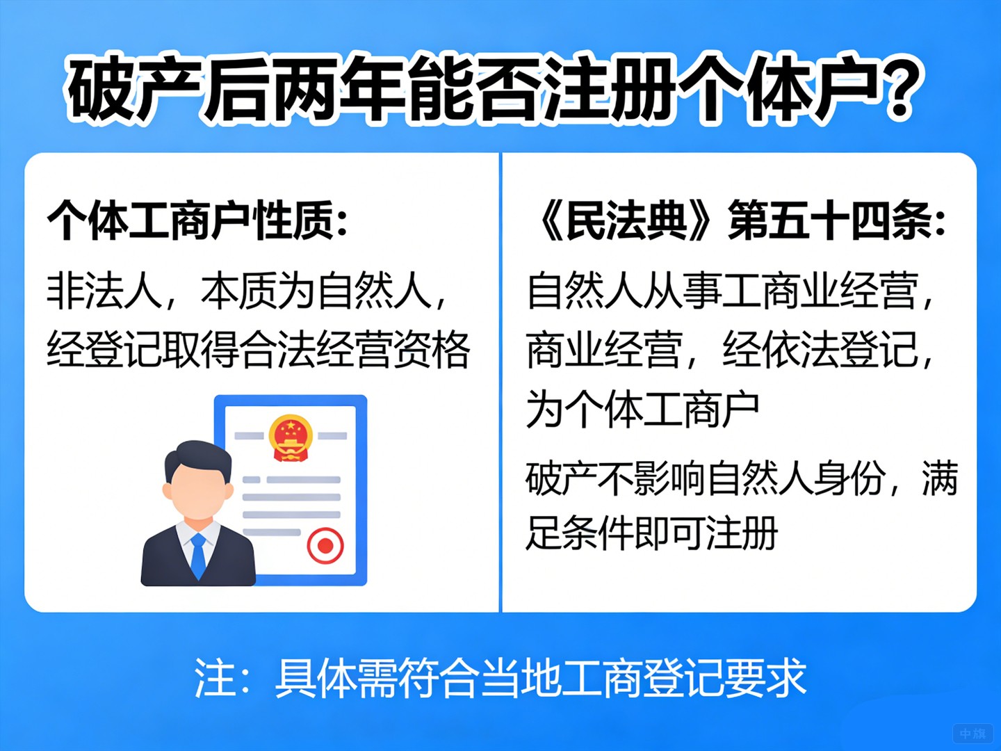 破產(chǎn)完兩年，到底能不能注冊個體戶？